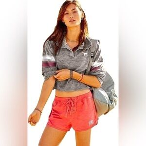 Victoria's Secret PINK Cropped Varsity Quarter Snap Sweatshirt